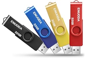 ENUODA Clé USB 32 Go Lot de 4 USB 2.0 Flash Drive Stockage Rotation Disque Mémoire Stick (Mixte Couleur:Jaune Rouge Bleu Noir)