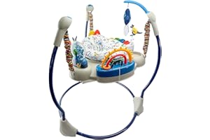 Kyoot Activity Center Musical Jumperoo Baby Bouncer Chair Baby Jumper with Lights, Music, Baby Toys, Teether, 360° Spinning Seat, Adjustable Height | Colourful Animal & Rainforest | 6 Months+ (Blue)