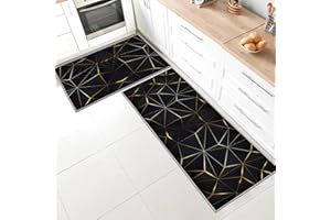 SHUAIG Kitchen Rug Set 2 Piece Non Slip Washable,Kitchen Mat Anti Fatigue Set,kitchen carpets with anti-slip stickers for Home Decoration (Style T, 40x60 + 40x120 cm)