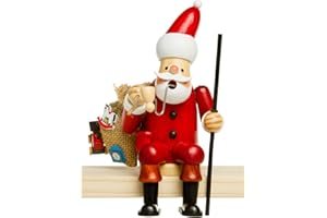‎SIKORA Sikora RM-A-Kantenhocker Holz Räuchermännchen H:16,5 cm - Verschiedene Motive, Farbe/Modell:A01 Kantenhocker Rot - Weihnachtsmann, Höhe in cm:Höhe ca. 16.5 cm
