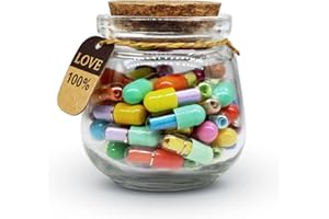 Prounion Capsule Letters Message in a Glass Bottle, 50 PCS Capsule Note Messages Pills for Boyfriend/Girlfriend, Love Capsule Letter Message for Anniversary Birthday Valentines Mother's Day