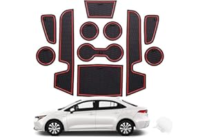CDEFG Compatible with Toyota Corolla E210 2019-2022 UK Rubber Mats, Non-Slip Mats Centre Console Anti-Slip Cup Drink Holder Rubber Mat Armrest Storage Pads Door Slots Car Interior Accessories (Red)