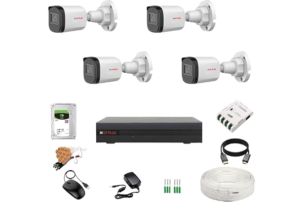 CP Plus 2.4MP 4 DVR, 2.4MP 4 ( ) + - + IR LED + + 1 TB HDD + 4 CH SMPS + CCTV + BNC/DC