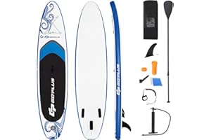 COSTWAY Deska SUP do wiosłowania, nadmuchiwana deska do wiosłowania, z linką bezpieczeństwa, wiosłem, pompką, płetwą centralną, plecakiem i zestawem naprawczym