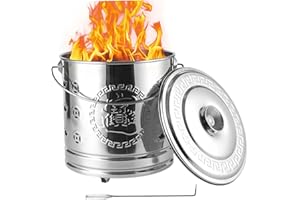 OnIUeZky Incinerador de jardín Burn Barril Acero Inoxidable Incinerador Resistente al Calor Finas de jardín Ventilador de Aire Bin Jardín con Mango ＆ Hojas de Fuego para Hojas de Madera de Papel
