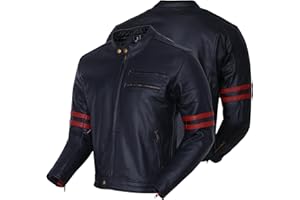 Bikers Gear UK chaqueta moto Cafe Racer en color negro envejecido y rojo oxbloow con protecciones homologadas y extraíbles talla 4XL