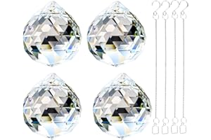 ADWIKOSO Lot de 4 Pcs 40MM Attrape-soleil pendentifs en forme de boule de cristal avec prisme Feng Shui pour décoration de fenêtre de mariage, maison (40 mm)