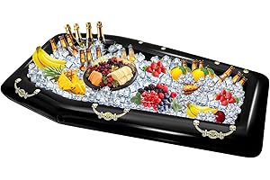 Goping Spooky Inflatable Coffin Cooler & Pool Float Large Halloween Party Decor Ice Chest Drink Cooler for Beverages, Pool Party, Picnic, Barbecue