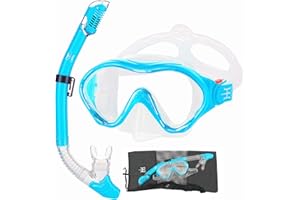 HH HHAO SPORT Kids Mask Snorkel Set Snorkeling Packages, with Diving Mask, Dry Snorkel, Mesh Bag, Anti-Fog Anti-Leak Snorkeling Gear for Kids for Snorkeling Swimming Diving