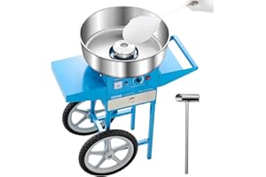 VEVOR Macchina Elettrica per Zucchero Filato con Carrello, Macchina per Zucchero Filato 1000 W con Ciotola in Acciaio Inox 52 cm, Misurino per Zucchero Cassetto, per Compleanni, Feste, Blu