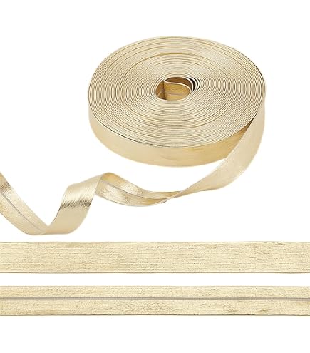 Biais Lurex Doré 2 Mètres - Largeur 18 Mm - Effet Pailleté Métallique - Pour Couture Et Décoration