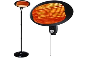 DMS® 2in1 Stand Infrarotstrahler | 2000 Watt | Heizstrahler | Standheizer | Terrassenstrahler | Wärmestrahler | Innen- und Außenbereich | Wandhalterung | Heizkörper | 3 Heizstufen SH-2000