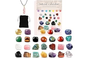 JurciCat Kalendarz adwentowy 2025 dla kobiet Kryształy Z 24 kamieniami i klejnotami Świąteczny kalendarz adwentowy Prezent dla dziewczynek i chłopców Miłośnicy geologii