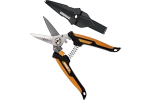 CEERAYZ 7" Cisaille Multi Usage, Ciseaux industriels robustes, Cisaille de jardin pour projets DIY, bureau, lignes de production et jardinage, avec étui protecteur (Noir Orange)