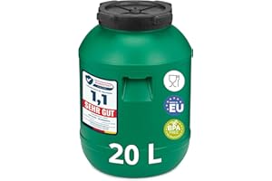 Garronda Weithalsfass 20 Liter Futtertonne mit Deckel ohne Dichtung– BPA-freier HDPE Futterbehälter für Wasser, Lagerung, Tierfutter, Sauerkraut und Gurken GD-0142