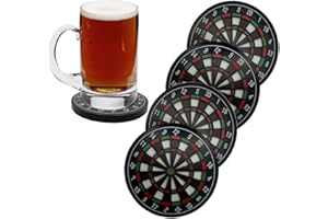 MEDOYOH Set of 4 Dartboard Drinks Coasters, Non-Slip Beer Coasters Beer Mats Washable Funny Coasters Heat Resistant for Coffee Beer Mug Wine Glass Bottle Home Pub Bar
