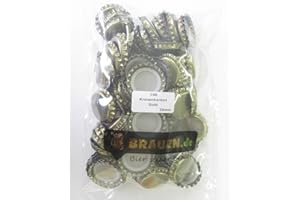 BRAUEN.DE Kronenkorken zum Verschließen von handelsüblichen Mehrwegflaschen 100 Stück Gold Kronkorken Bierkapsel