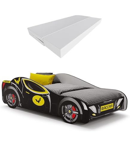 Lettino Per Bambini Spider-Bat Car | Tema Supereroi | 140x70 Cm | Con Struttura A Forma Di Auto
