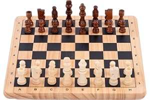 Engelhart - 150235 - Gra w Szachy z Drewna Brzozowego - Drukowana Szachownica - Klasyczne Gry Planszowe - 32 Figurki - Król 77 mm - 30 x 30 x 3 cm - Początkujący - 2 Graczy - Od 6 Lat