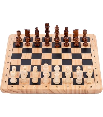Fichas De Ajedrez De Madera – Juego De 16 Piezas Con Caja De Madera, Para 2 Jugadores, Recomendado +7 Años
