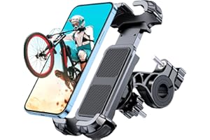 Motack Support Telephone Velo, [Verrouillage à Une Touche] Support Telephone Moto, Porte Telephone Velo Résistant Antidérapant Aux Chocs 360° Rotation pour Téléphones de 4,7" à 6,8