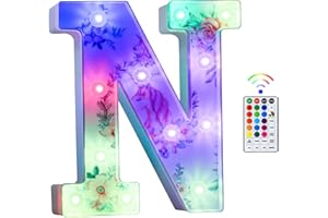 Tosakey Light Up Letters, LED Letter Lights Sign 18 Color Changing 26 Alphabet Sign Unicorn Gifts for Girls Women Birthday Christmas Lamp Bedroom Home Decoration-(N)