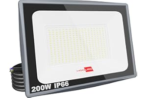 HOOLED Focos LED Exterior 200W, 20000ml, 6500K, haz de 120°, Foco Proyector LED IP65 impermeables, Blanco Frío Floodlight, Iluminación exterior para techo, jardín, patio, puerta, garaje (200W-1PC)