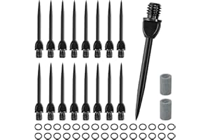 AOROPS Puntas De Dardos De Acero, 15 Unidades De Metal con 30 Anillos De Goma, Puntas De Metal para Dardos para Reequipar Dardos Blandos