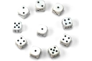 Waldfelsen®, dadi da gioco di alta qualità, 16 mm, in 15 colori (10 pezzi, bianco)