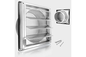 Kinyoda 125mm Grille de ventilation, 304 inox Clapet anti-retour Grille de protection contre les intempéries, Grille de ventilation avec moustiquaire,Aeration INOX, pour tuyau VMC et gainage etc