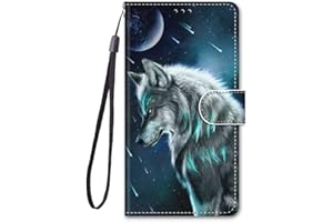 Nodigo-EU Funda Compatible para Xiaomi Redmi 13C / 13 C/Xiaomi Poco C65 Antigolpes Libro Billetera Magnetica Flip Dibujos Animal Motivo 360 Carcasa Case Bumper Kawaii Resistente Cover - Lobo