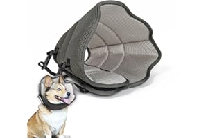 COOWONE Soft Pet Dog Cone Recovery Collar, Dog Cone Collar For Dogs After Surgery, Protective Recovery Collar, Not Block Vision Grey Mesh M