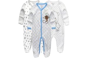 Kiddiezoom Baby-Jungen Mädchen Schlafstrampler, 3er Pack