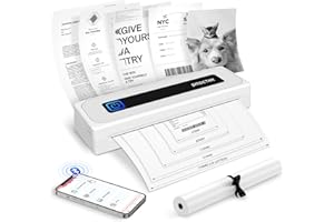 SMOCTAR Portable Printer Wireless, Bluetooth Inkless Thermal Printer A4, Mobile Printers Compatible with Android & iOS Phone & Laptop, Small Printers for Home, Travel, Photo, Office, School