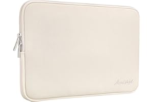 Aucase 13 13.3 14 inch Laptop Sleeve Leather Case, Water Resistant Puffy Protective Bag for Macbook Pro 14 Macbook Air 13 inch/HP/LENOVO/ACER/ASUS/DELL Chromebook Matebook 14