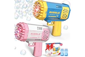 Dolanus Toys for 3+ Year Old Kids: 2 Pack Bubble Gun Bubble Machine for Boys Girls Gifts for Age 3 4 5 6 7 8 Years Old Birthday Presents Toy for Toddler Ages 3-8 Rocket Bubble Maker Outdoor Garden Toy