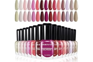 Morovan Lot Vernis à Ongles: Coffret Vernis à Ongles 15 Couleurs - 0.25 OZ Nude Rose Vernis Manucure Boîte - Cadeau Pour Les Femmes
