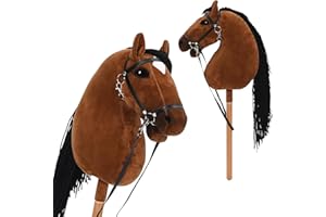 Arkyomi Hobby Horse para Niños, Caballo Juguete con Silla y riendas, Hobby Horse de Madera y Pelo para Niños a Partir de 3 Años