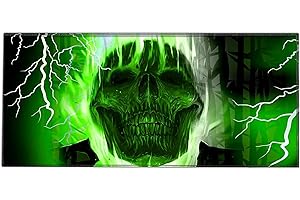 Silent Monsters Tappetino Mouse XXL (900 x 400 mm), Grande, Disegno Teschio verde con Bordo Cucito, per Ufficio Mouse e Gaming Mousepad