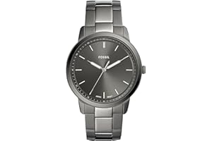 Fossil Watch for Men The Minimalist 3H, Quartz Movement, 44 mm Silver Stainless Steel Case with a Leather Strap, FS5439
