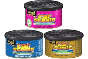 SUNSTOP California Scents odświeżacz powietrza do samochodu, zestaw 3 szt., Coronado Cherry + Newport New Car + Golden State Delight