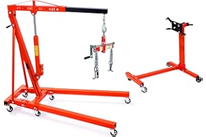 JOMAFA GRUA PLEGABLE 2 TONELADAS 2000kg BOMBA DE DOBLE PISTON. Grúa elevación de cargas Elevar motores Brazo elevación (Grua + Nivelador + Soporte)