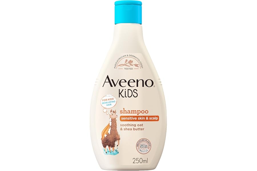 Aveeno Baby Kids Shampoo 250ml | Enriched with Soothing Oat & Shea Butter | Childrens Shampoo Developed for Your Little Superhero | Childrens Toiletries Sets