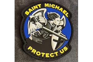 TS TACTICAL STORE Patch PVC 3D SAINT MICHAEL nous protège tactique militaire | Taille: 81x69mm | Patch velcro 3D en PVC pour sacs à dos militaires, airsoft, police. Broche velcro 3D moderne et patch crochet | PRCH-SMNP
