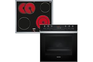 Siemens PQ212KA10, iQ300 Einbau-Herd-Set, Bestehend aus HE273ABS3 Herd, 60 x 60 cm, Pyrolyse Selbstreinigung, 3D Heißluft und Backautomatik, EA64RGNA1E Elektrokochfeld, Zweikreis-Kochzone, Bräterzone