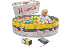 RUGUIES- Piscine à Balles pour Bébé et Enfant jusqu'à 3 Ans-Parc à Balles pour Les Petits-Pliable pour Garçons-pour Un Usage Intérieur et Extérieur- (Boules Non Incluses) (CONSTRUCTIONS 120x30cm)