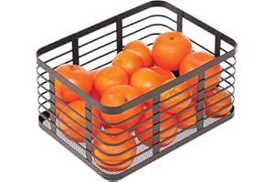 mDesign Porta Oggetti in Metallo – Cestino portaoggetti Aperto Perfetto per Cucina, Bagno, Ufficio, Lavanderia, dispensa – Pratico Organizer Multiuso per la casa – Bronzo