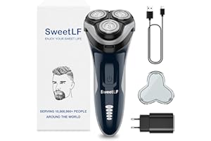SweetLF Rasoir Electrique Homme Rechargeable Wet & Dry, Tondeuse à Barbe Haute Précision, Rasage avec 3D Têtes Rotatives, 100% Etanche&120 min d'Autonomie SWS7105 - Dark Blue