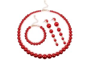 Kakonia collier de fausses perles longue perle boucle d'oreille bracelet ensemble pour femme mariage bijoux de mariée