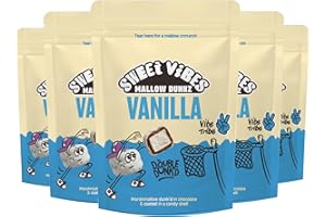 SWEET VIBES LLC Sweet Vibes Vanilla Mallow Dunkz, Fluffy Marshmallow Bites in Smooth Vanilla Coating, 100 g (Pack of 6)